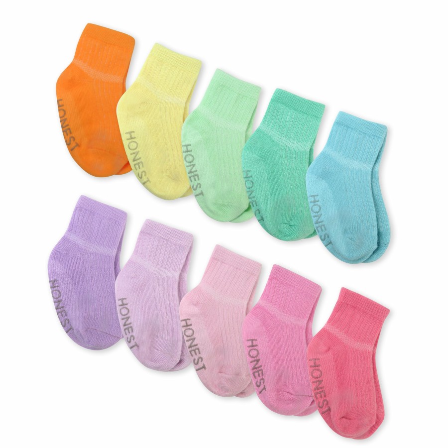 Baby (0-24M) Honest Baby Clothing | 10-Pack Socks Rainbow Pinks