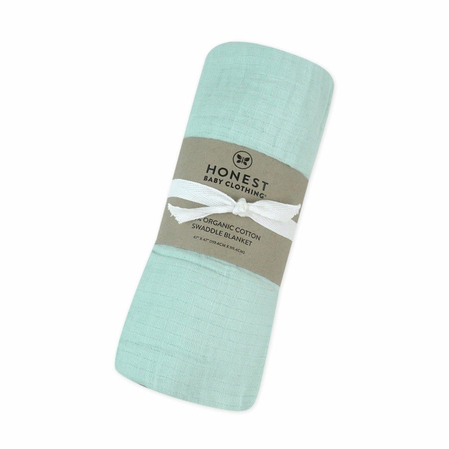 Bedding Honest Baby Clothing | Organic Cotton Swaddle Blanket Sage Navy Ombre