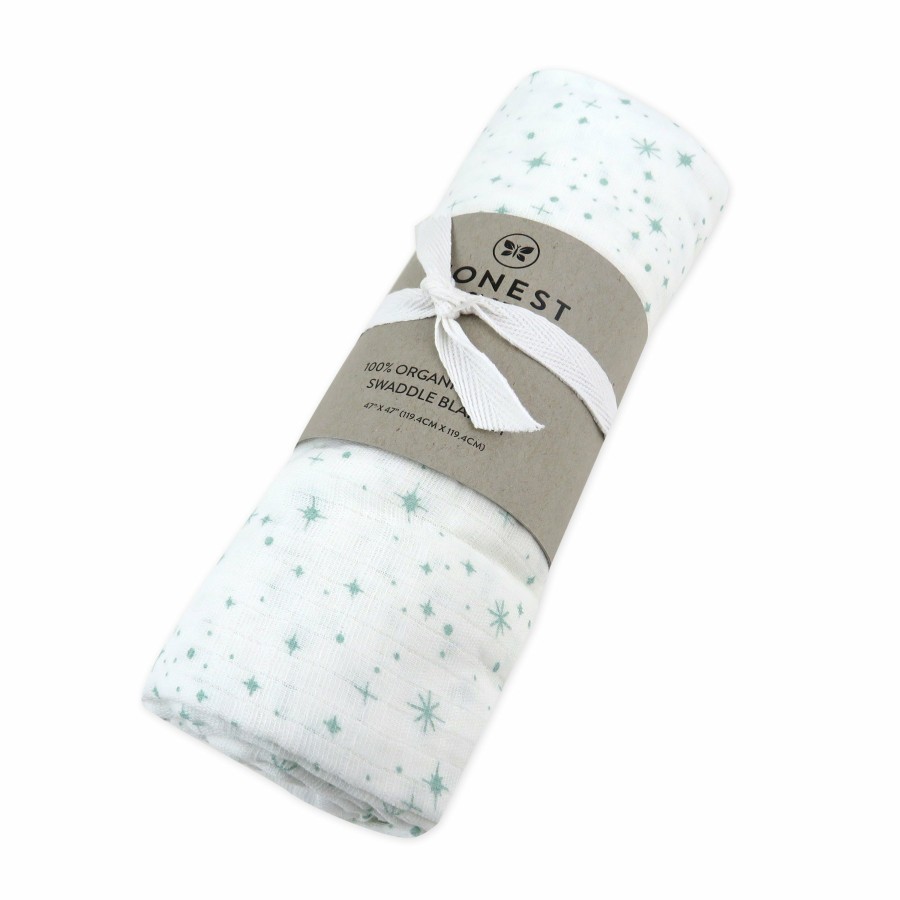 Bedding Honest Baby Clothing | Organic Cotton Swaddle Blanket Twinkle Star Sage