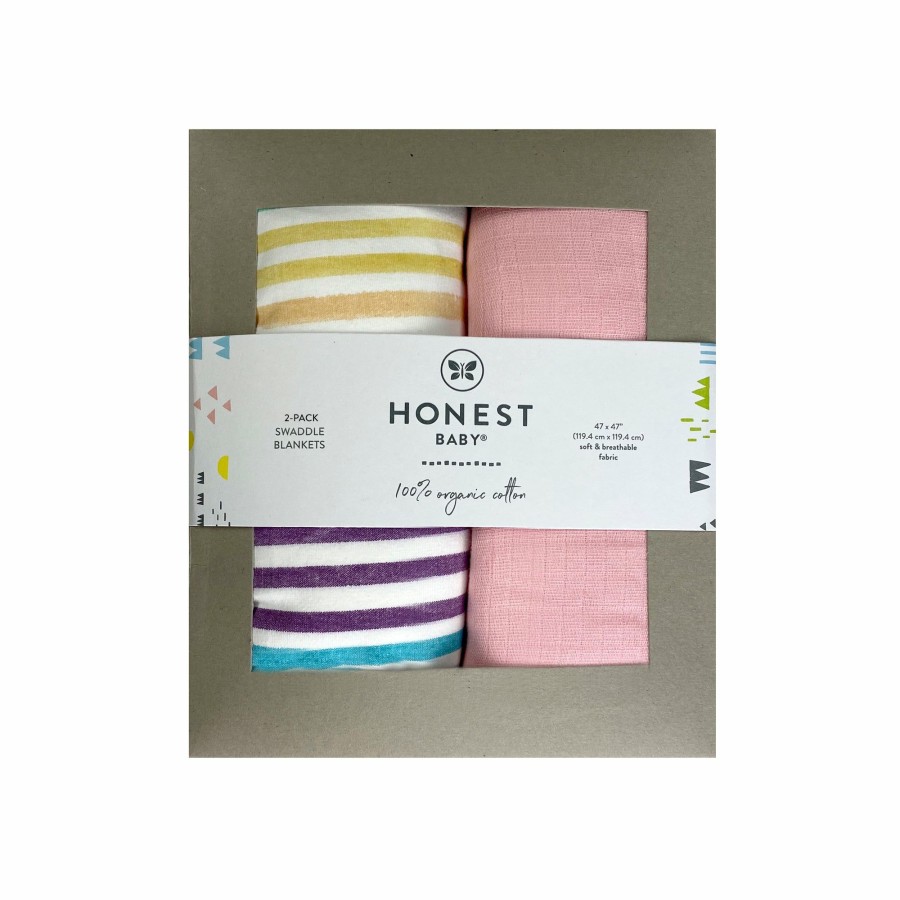 Bedding Honest Baby Clothing | Snuggle Time 2-Pack Organic Cotton Swaddle Blankets Gift Set