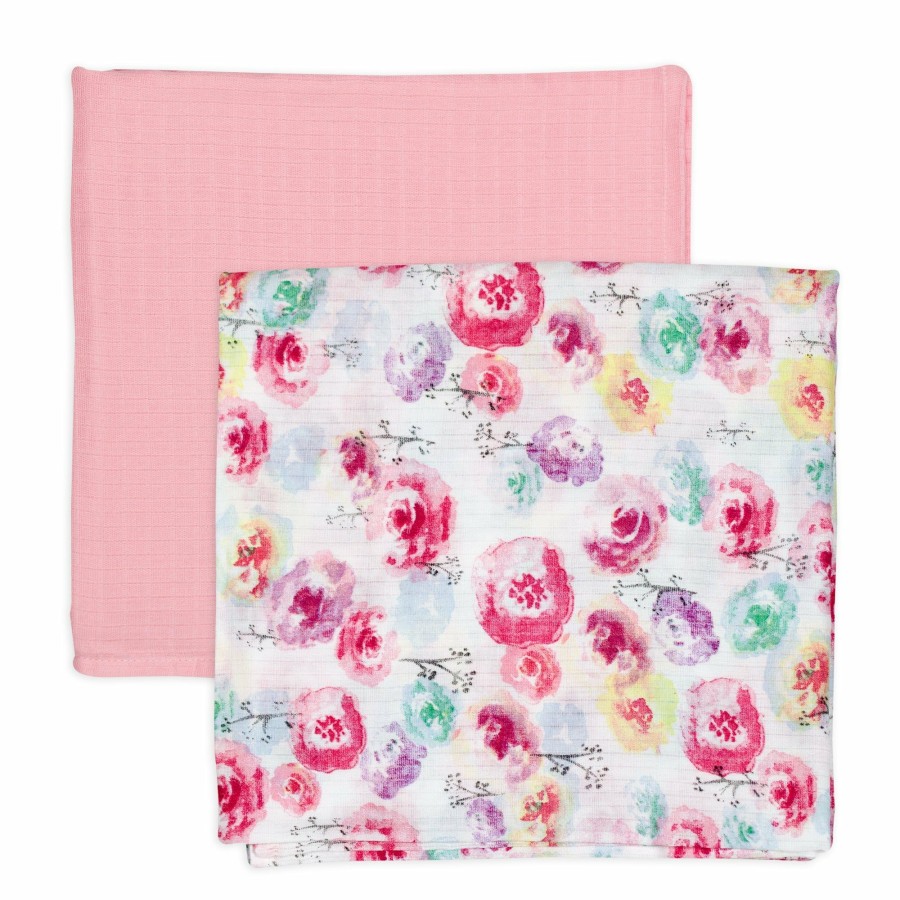 Bedding Honest Baby Clothing | 2-Pack Organic Cotton Swaddle Blankets Rose Blossom/Pink