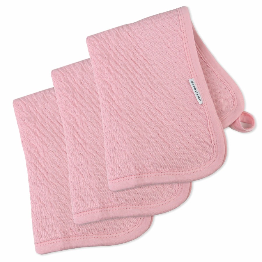 Baby (0-24M) Honest Baby Clothing | 3-Pack Organic Cotton Matelasse Burp Cloths Pink