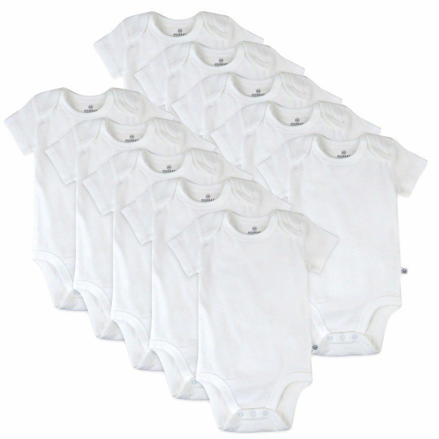 Baby (0-24M) Honest Baby Clothing | 10-Pack Organic Cotton Short Sleeve Bodysuits Bright White