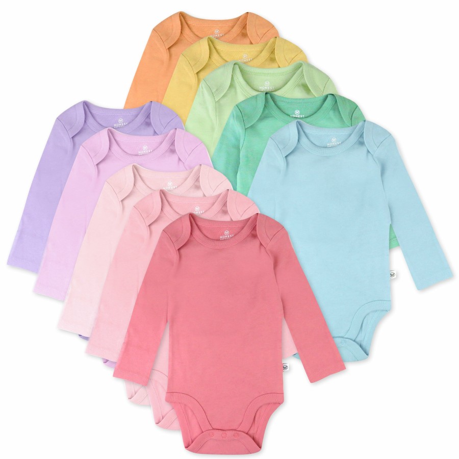 Baby (0-24M) Honest Baby Clothing | 10-Pack Organic Cotton Long Sleeve Bodysuits Rainbow Pinks