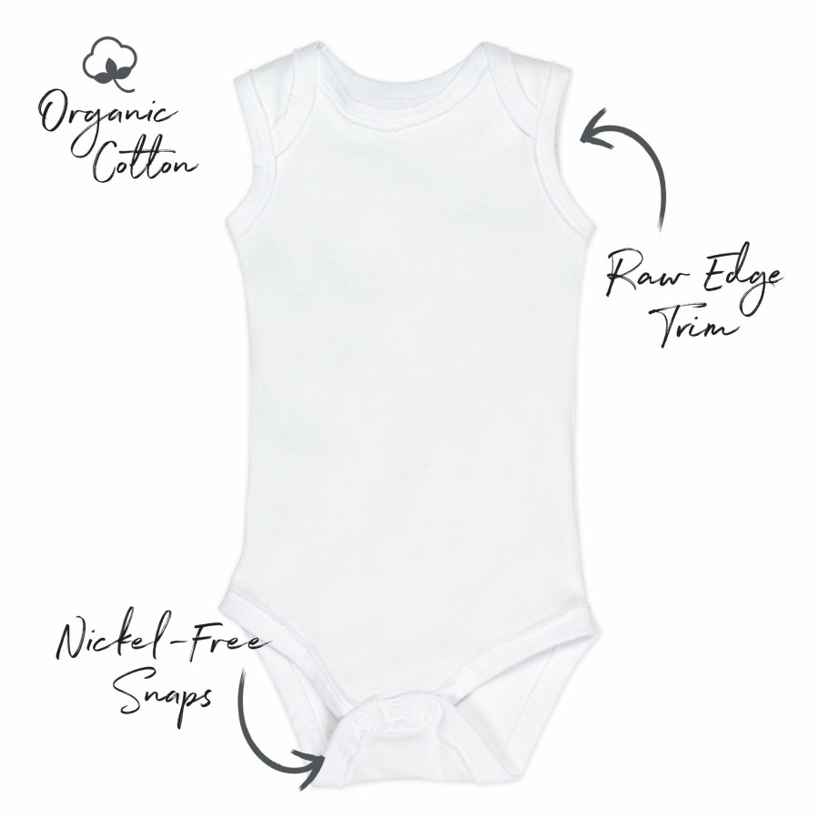 Layette Honest Baby Clothing | 10-Pack Organic Cotton Sleeveless Bodysuits Bright White