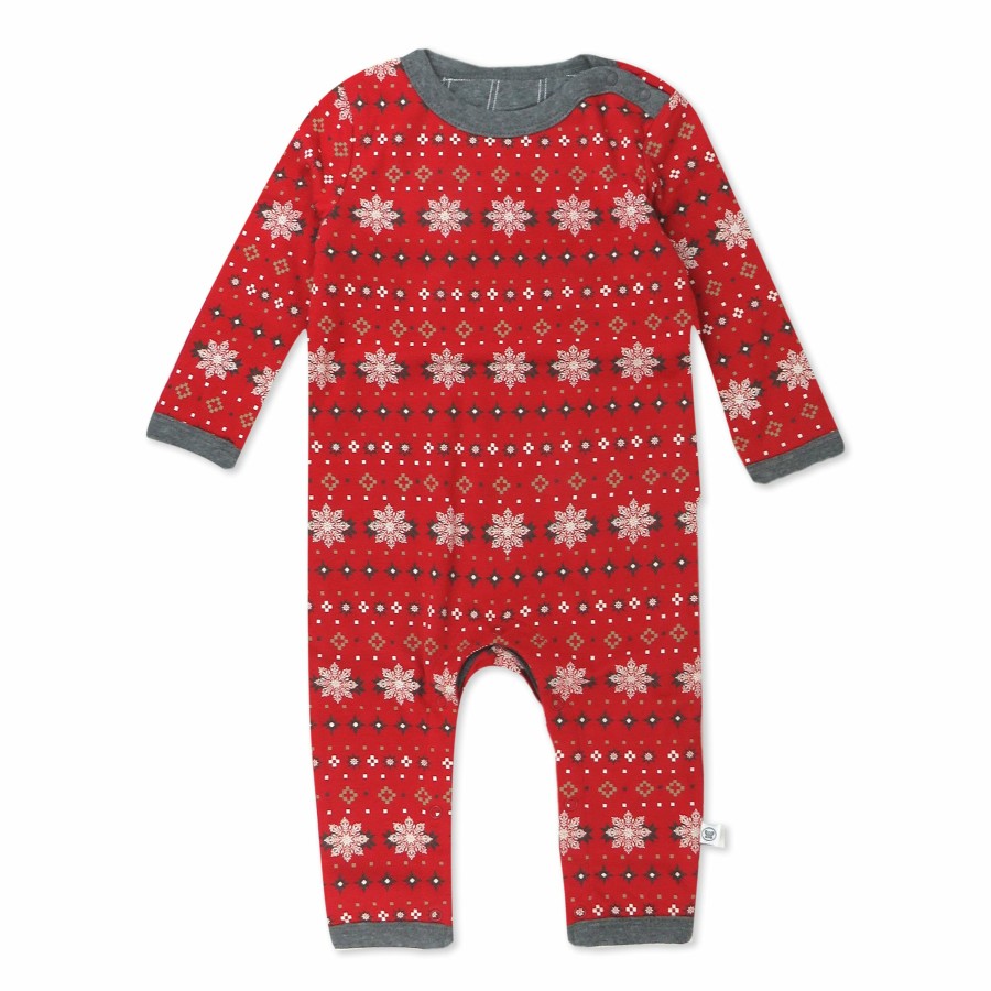 Baby (0-24M) Honest Baby Clothing | Organic Cotton Reversible Coverall Fair Isle Red