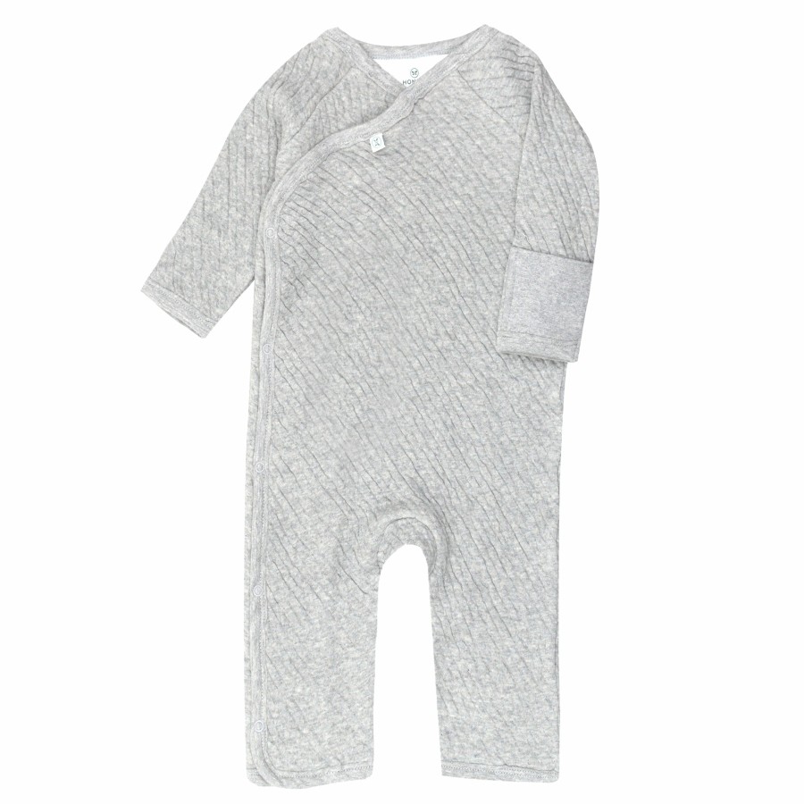 Baby (0-24M) Honest Baby Clothing | Organic Cotton Matelasse Side-Snap Coverall Light Gray Heather