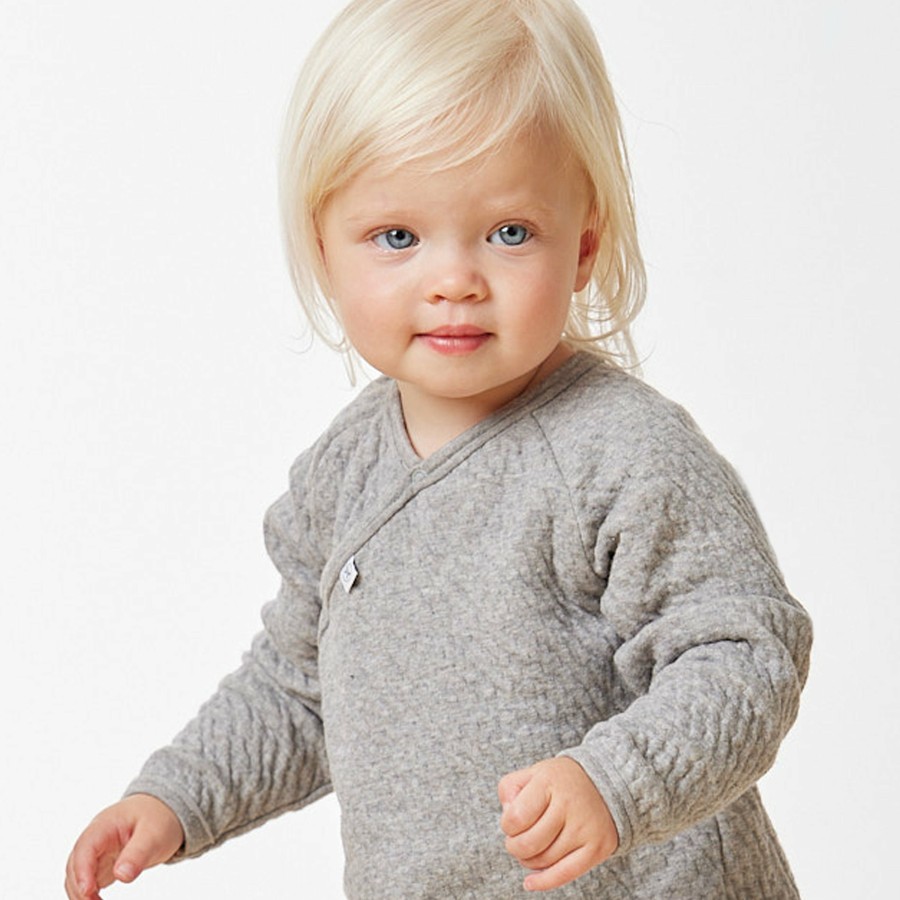 Baby (0-24M) Honest Baby Clothing | Organic Cotton Matelasse Side-Snap Coverall Light Gray Heather