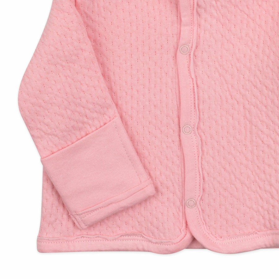 Baby (0-24M) Honest Baby Clothing | Organic Cotton Matelasse Snap-Front Hooded Jacket Strawberry Cream