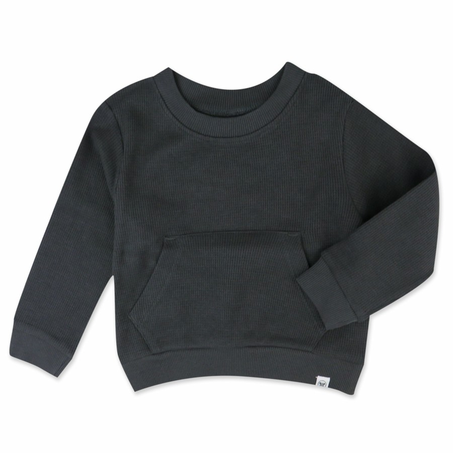 Baby (0-24M) Honest Baby Clothing | Organic Cotton Comfy Crew Sweatshirt Blackened Pearl