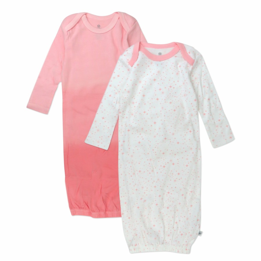 Baby (0-24M) Honest Baby Clothing | 2-Pack Organic Cotton Sleeper Gowns Twinkle Star White/Pink