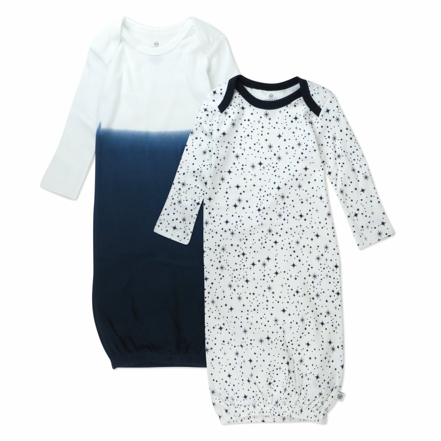 Baby (0-24M) Honest Baby Clothing | 2-Pack Organic Cotton Sleeper Gowns Twinkle Star White/Navy