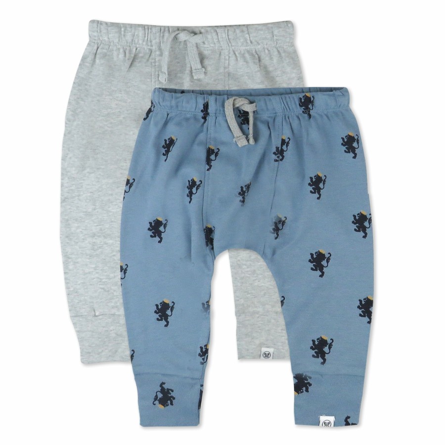 Baby (0-24M) Honest Baby Clothing | 2-Pack Organic Cotton Honest Pants Blue Lion Crest