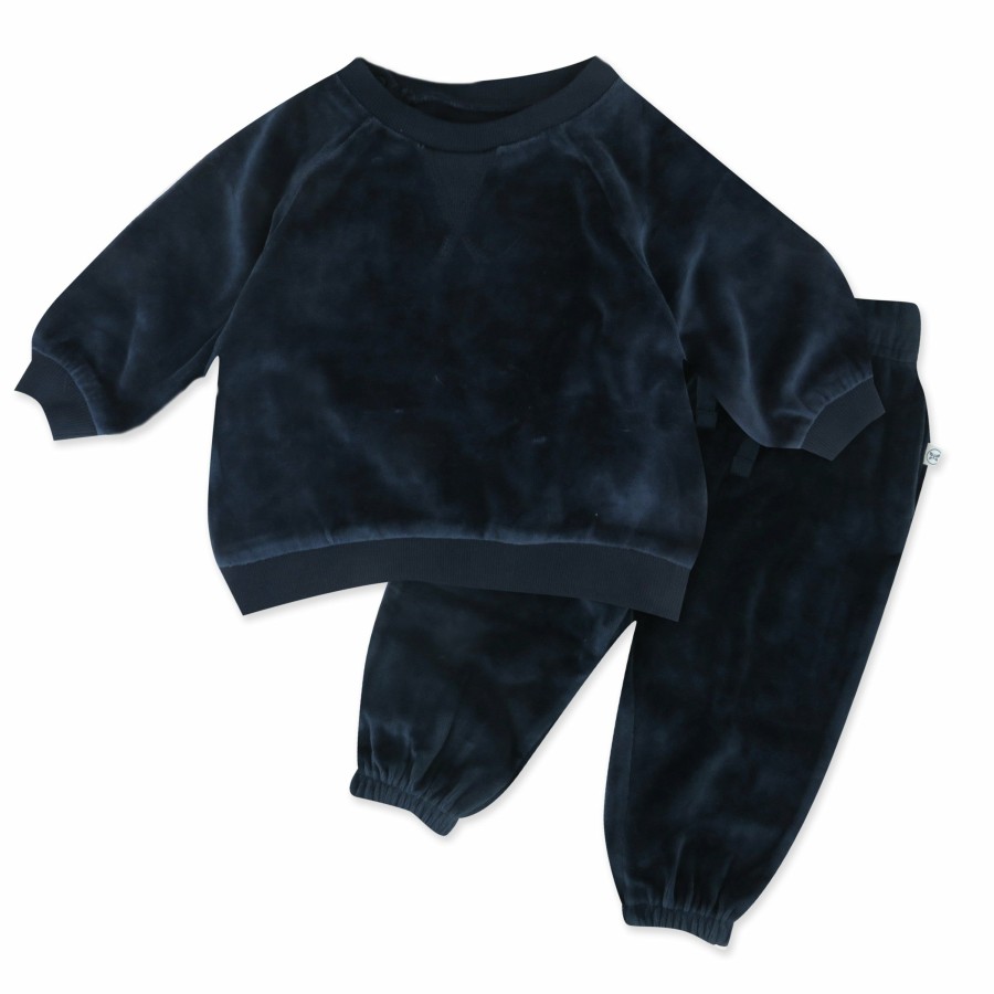 Toddler (2-5T) Honest Baby Clothing | Velour Sweatsuit Dress Blues