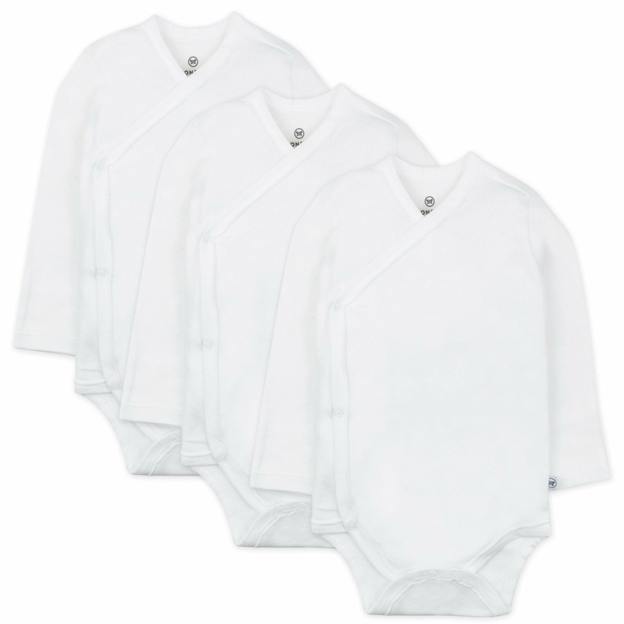 Baby (0-24M) Honest Baby Clothing | 3-Pack Organic Cotton Long Sleeve Side-Snap Bodysuits Bright White