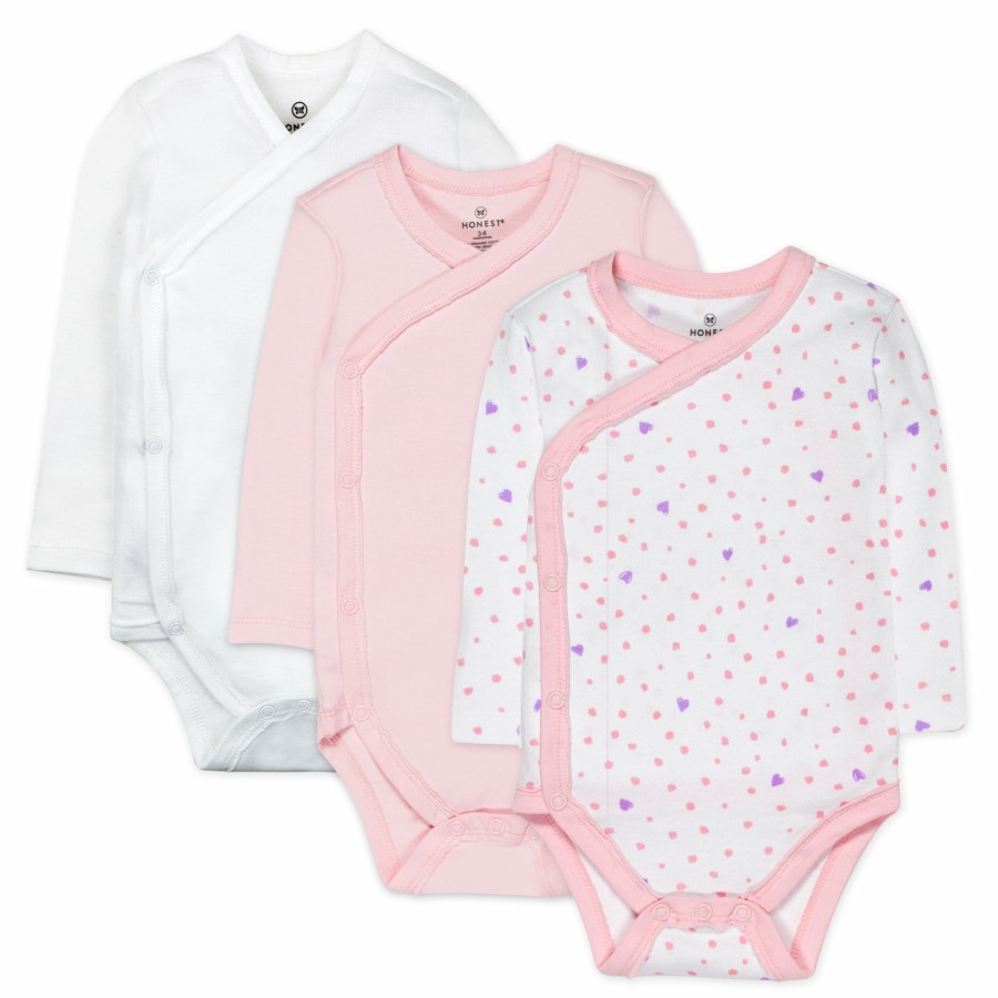 Baby (0-24M) Honest Baby Clothing | 3-Pack Organic Cotton Long Sleeve Side-Snap Bodysuits Love Dot