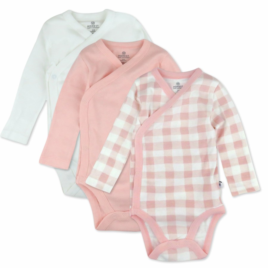 Baby (0-24M) Honest Baby Clothing | 3-Pack Organic Cotton Long Sleeve Side-Snap Bodysuits Peach Skin Painted Buffalo