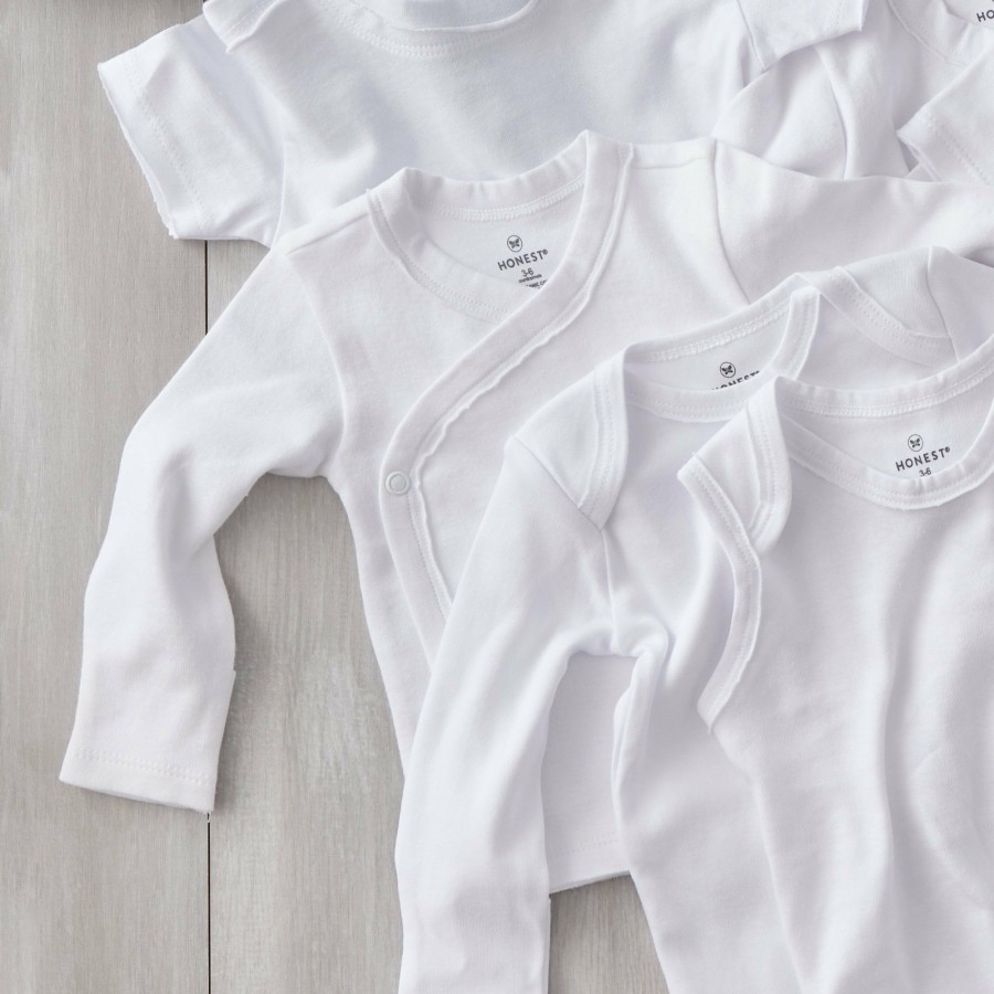 Layette Honest Baby Clothing | 3-Pack Honestly Pure Organic Cotton Long Sleeve Side-Snap Kimono Tops Bright White