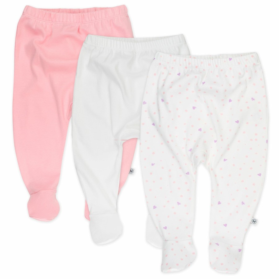 Baby (0-24M) Honest Baby Clothing | 3-Pack Organic Cotton Footed Pants Love Dot