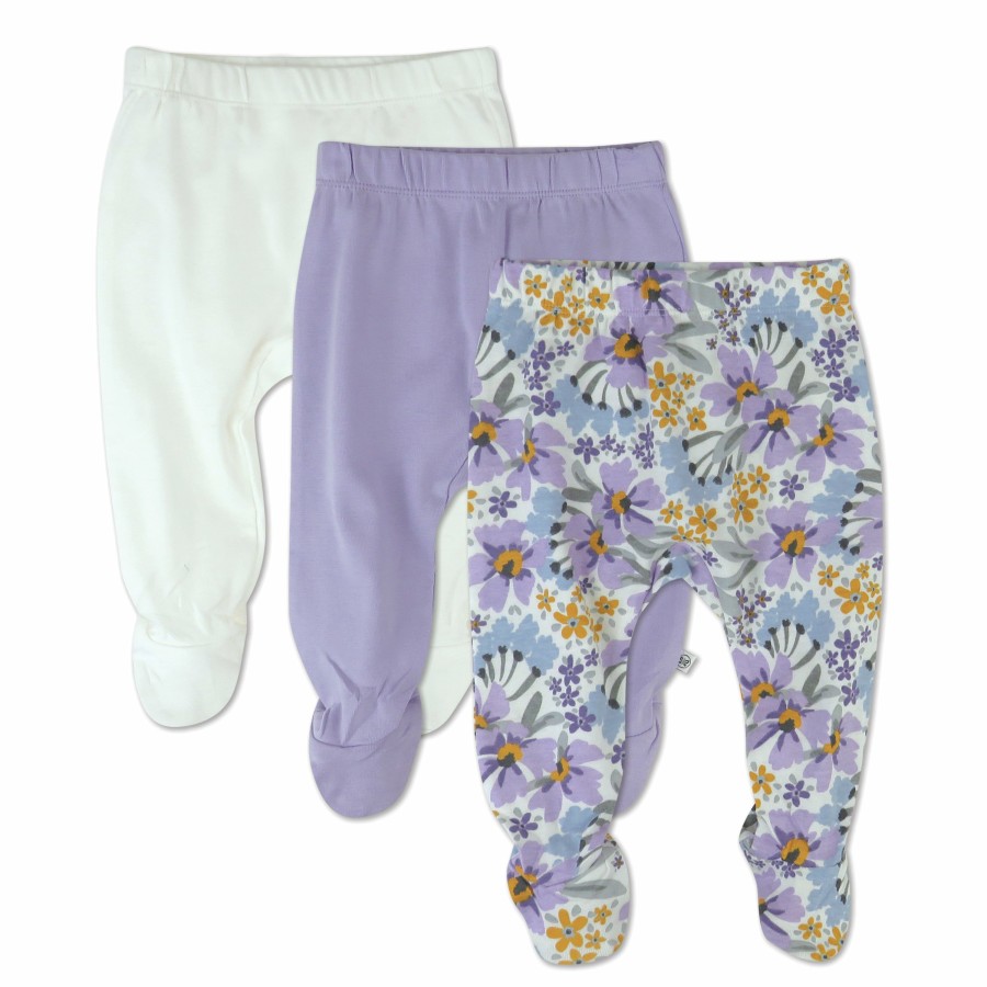 Baby (0-24M) Honest Baby Clothing | 3-Pack Organic Cotton Footed Pants Jumbo Floral Lilac