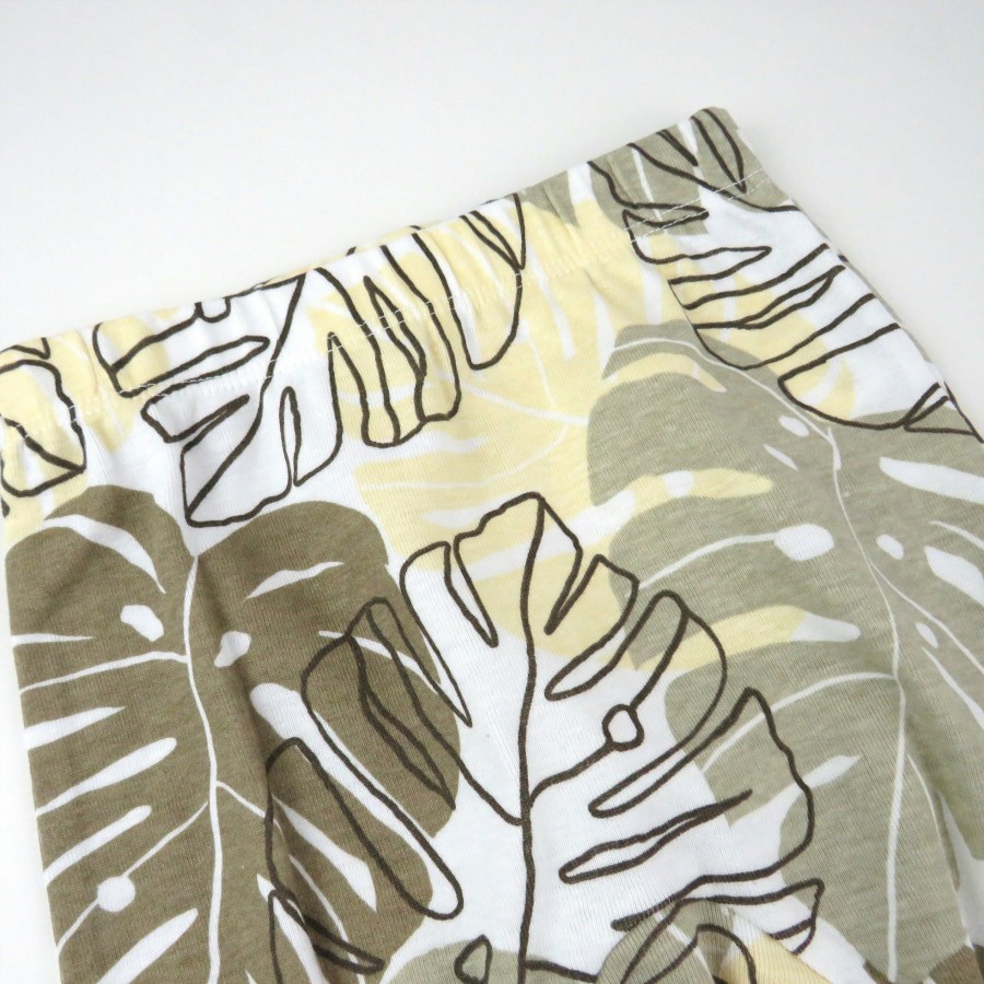 Baby (0-24M) Honest Baby Clothing | 3-Pack Organic Cotton Footed Pants Jungle Leaf Khaki