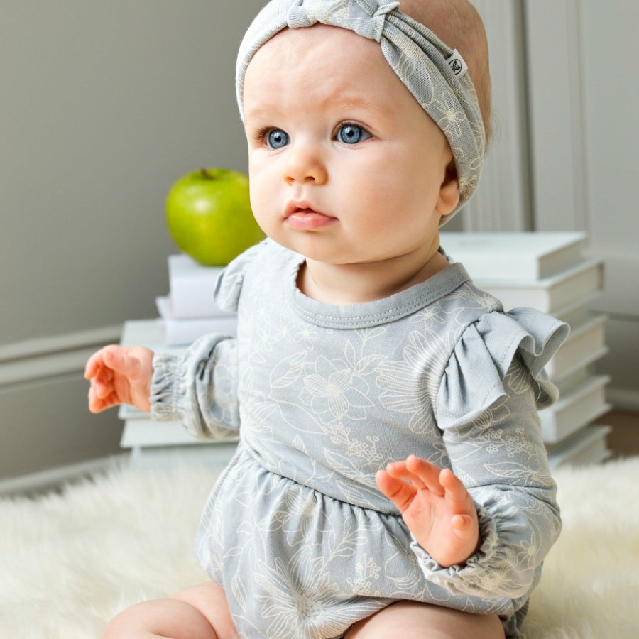 Baby (0-24M) Honest Baby Clothing | 2-Piece Bubble Romper & Headband Set Sketchy Floral Gray