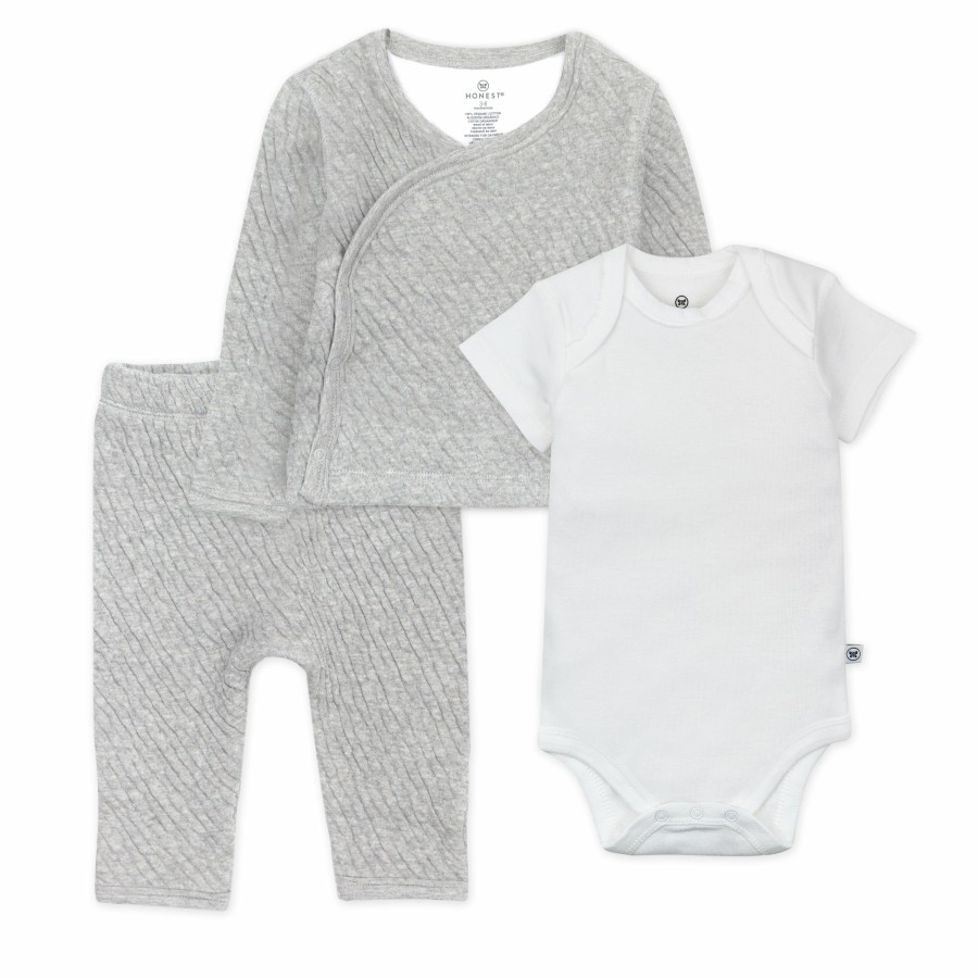 Baby (0-24M) Honest Baby Clothing | 3-Piece Take Me Home Organic Cotton Gift Set Light Gray Heather