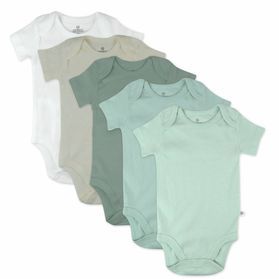 Baby (0-24M) Honest Baby Clothing | 5-Pack Organic Cotton Short Sleeve Bodysuits Sage Ombre