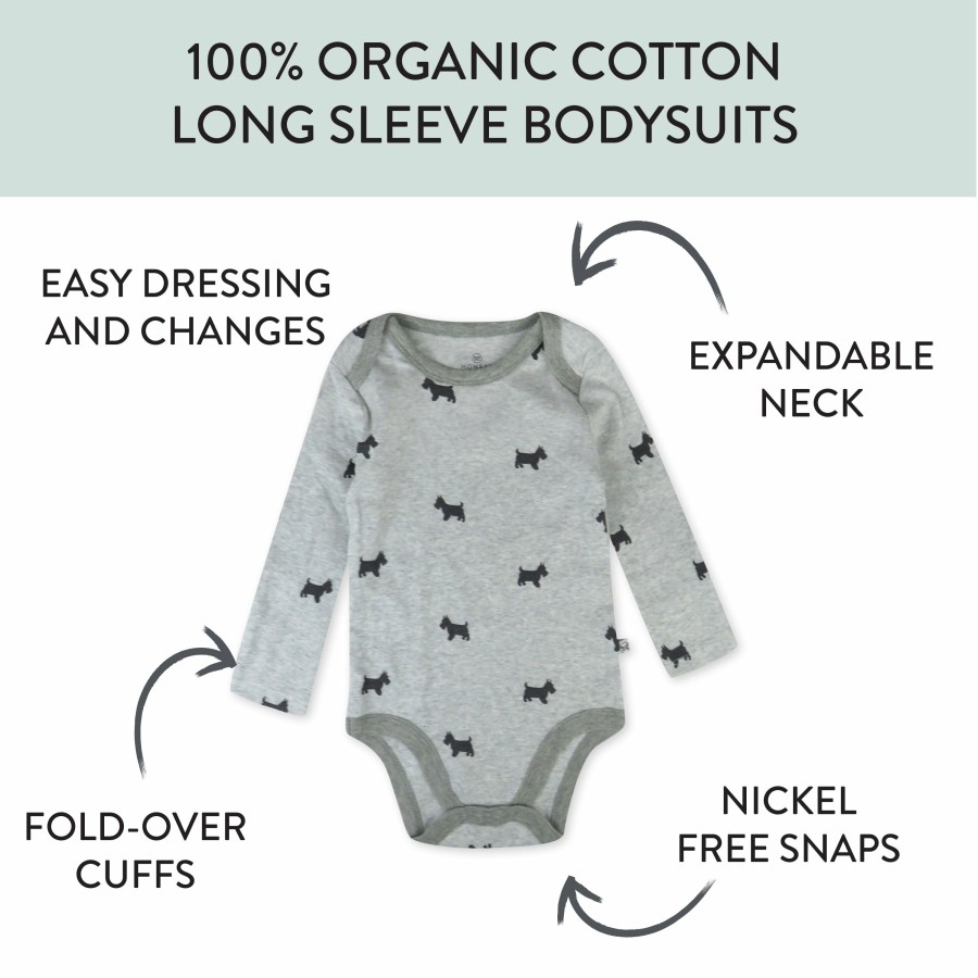 Baby (0-24M) Honest Baby Clothing | 5-Pack Organic Cotton Long Sleeve Bodysuits Golden Argyle