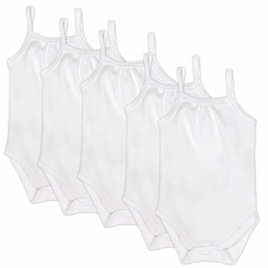 Layette Honest Baby Clothing | 5-Pack Organic Cotton Cami Bodysuits Bright White