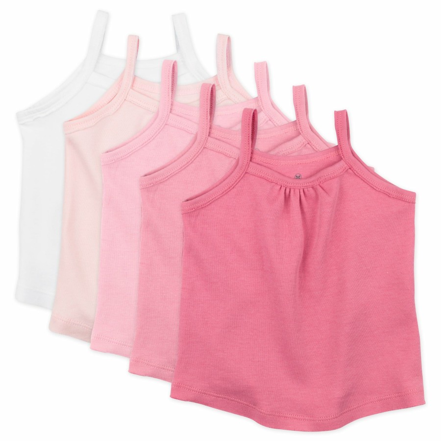 Toddler (2-5T) Honest Baby Clothing | 5-Pack Organic Cotton Cami Tops Pink Ombre