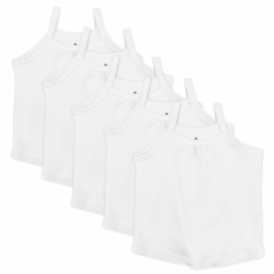 Toddler (2-5T) Honest Baby Clothing | 5-Pack Honestly Pure Organic Cotton Cami Tops Bright White