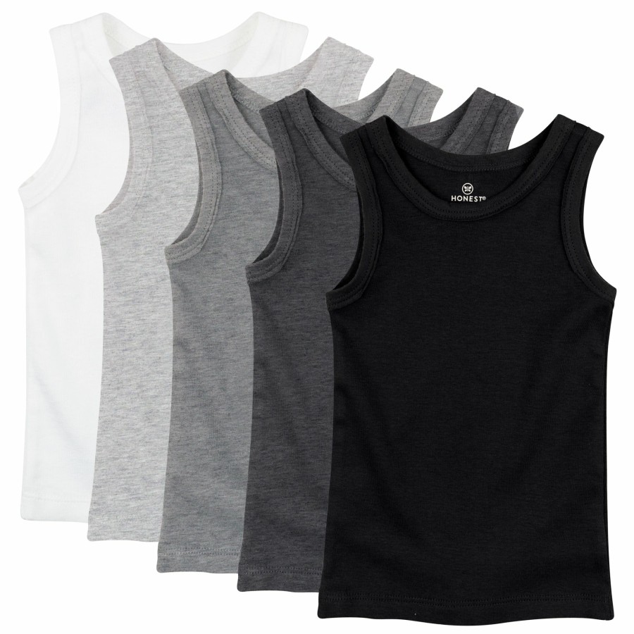 Toddler (2-5T) Honest Baby Clothing | 5-Pack Organic Cotton Sleeveless Muscle T-Shirts