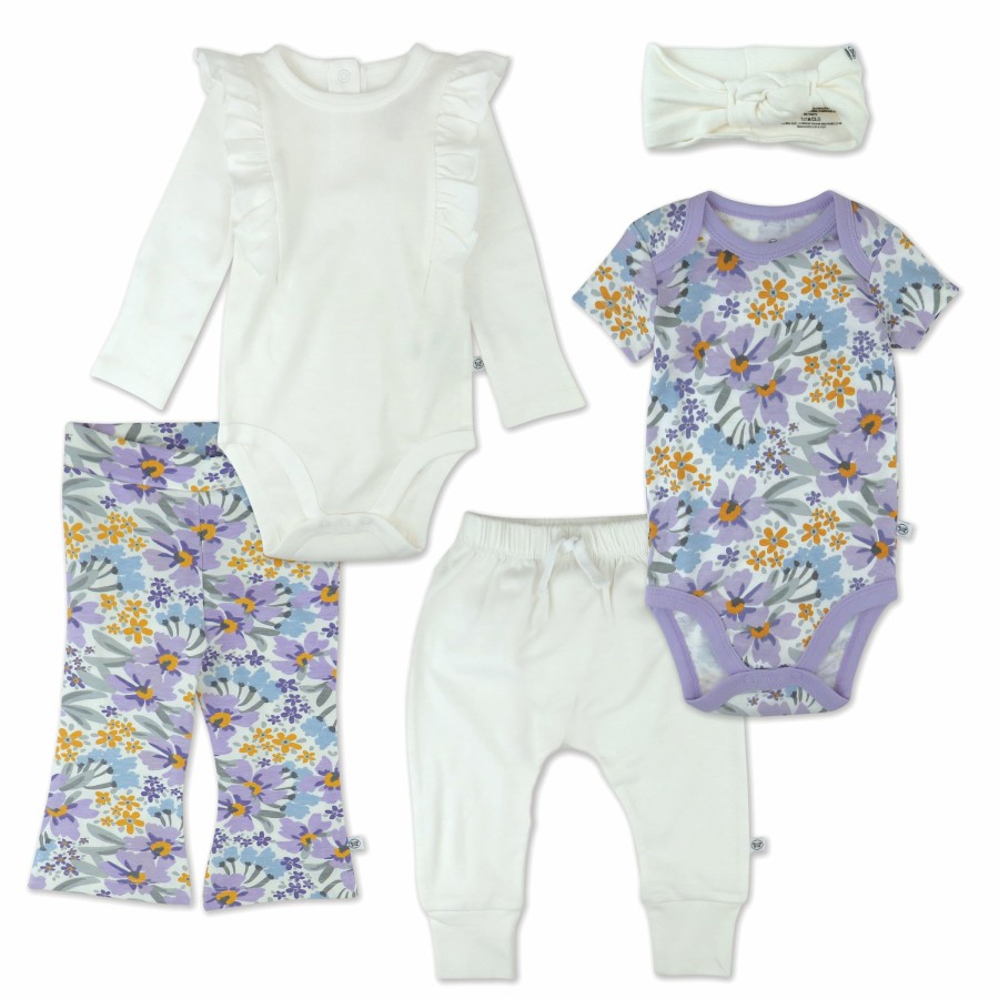 Baby (0-24M) Honest Baby Clothing | 5-Piece Rebel Wing Gift Bundle Jumbo Floral Lilac