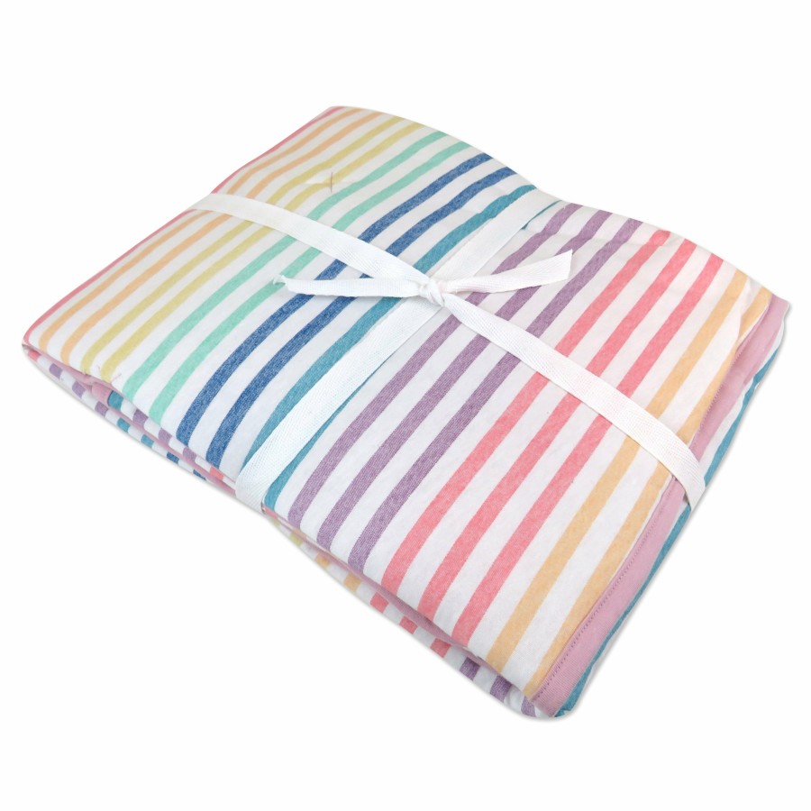 Bedding Honest Baby Clothing | Organic Cotton Hand-Quilted Reversible Baby Blanket Rainbow Stripe