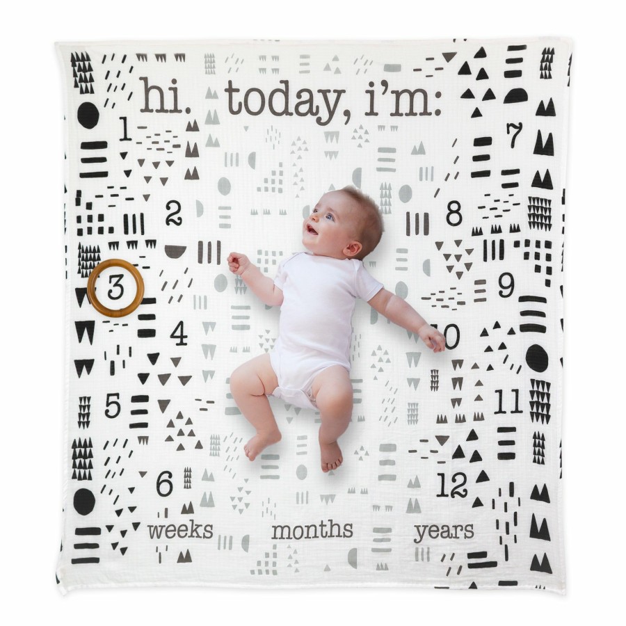 Bedding Honest Baby Clothing | Picture-Perfect Organic Cotton Muslin Milestone Blanket Gift Set Pattern Play