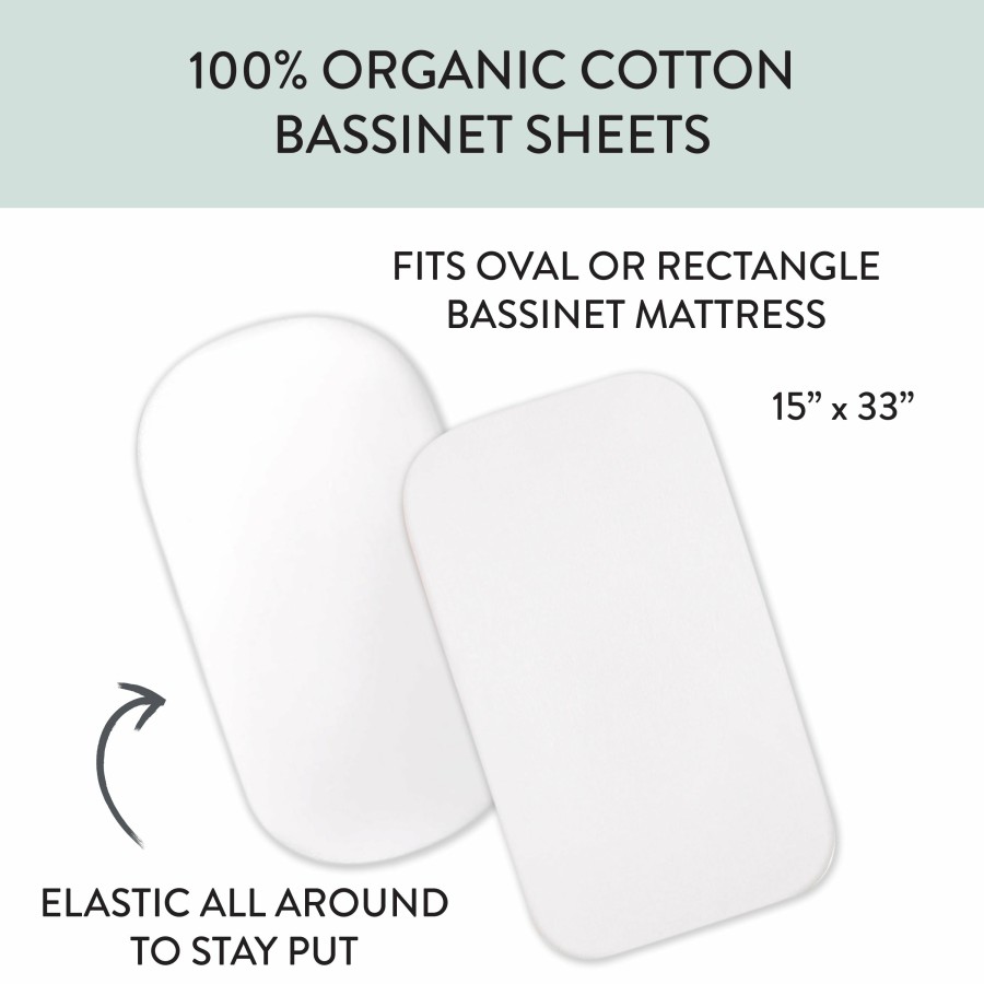 Bedding Honest Baby Clothing | 2-Pack Organic Cotton Bassinet Sheets White