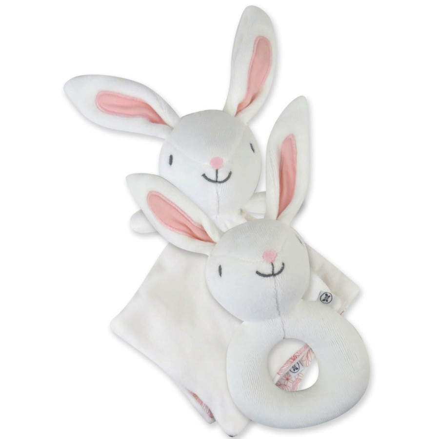 Baby (0-24M) Honest Baby Clothing | Lovey And Rattle Bunny Sweet Gift Set Rabbit