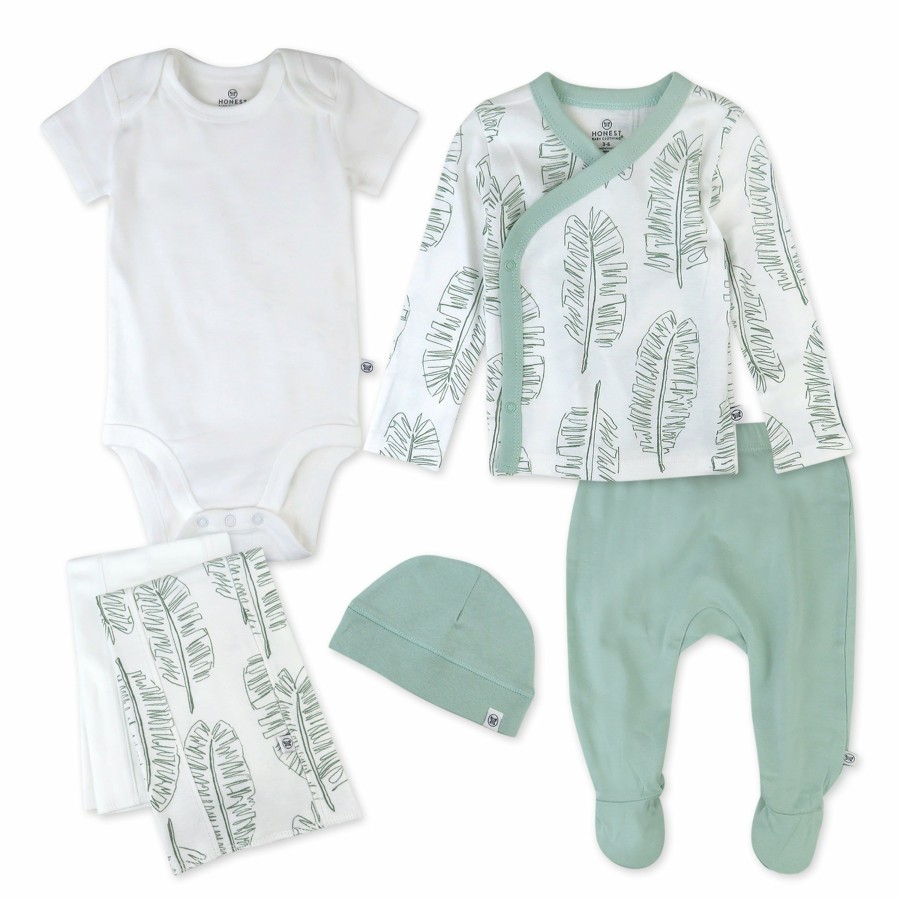 Baby (0-24M) Honest Baby Clothing | 6-Piece Take Me Home Organic Cotton Gift Set Jumbo Leaf Sage