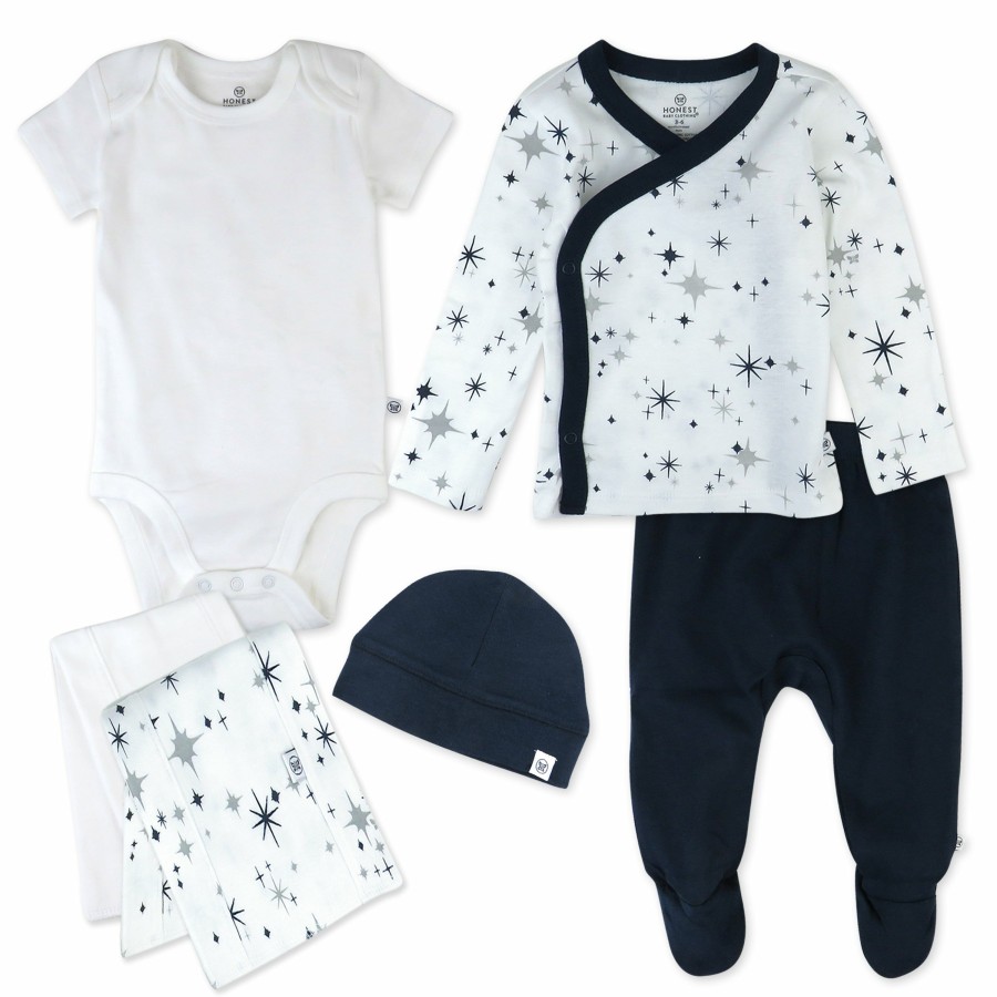 Baby (0-24M) Honest Baby Clothing | 6-Piece Take Me Home Organic Cotton Gift Set Jumbo Twinkle Navy