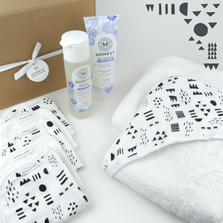 Bath Honest Baby Clothing | 9-Piece Bubbles & Cuddles Organic Cotton Bath Gift Set Pattern Play