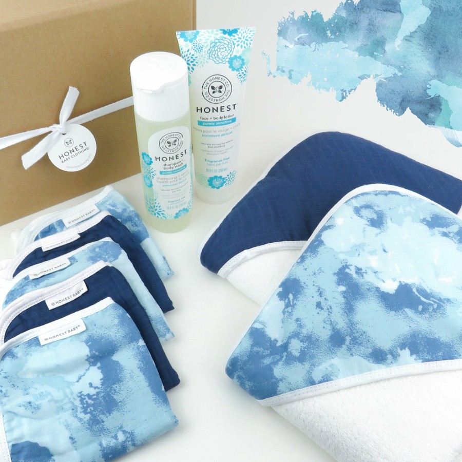 Bath Honest Baby Clothing | 9-Piece Bubbles & Cuddles Organic Cotton Bath Gift Set Watercolor World