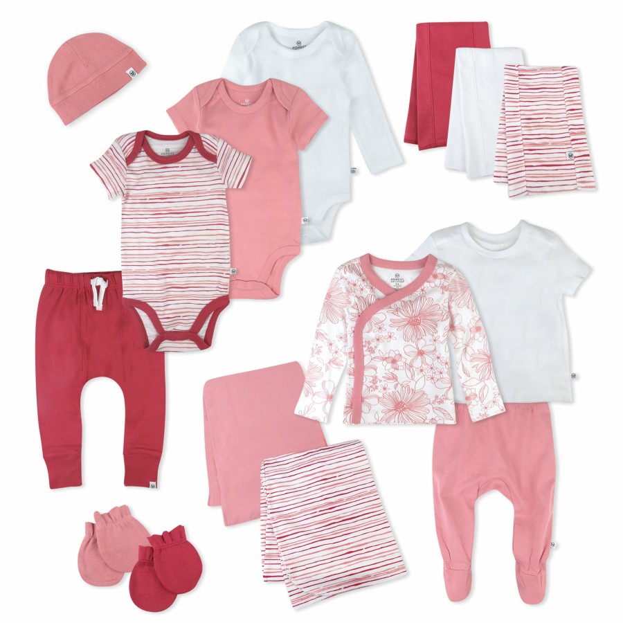 Baby (0-24M) Honest Baby Clothing | 15-Piece Welcome Home Organic Cotton Gift Set Pink / White