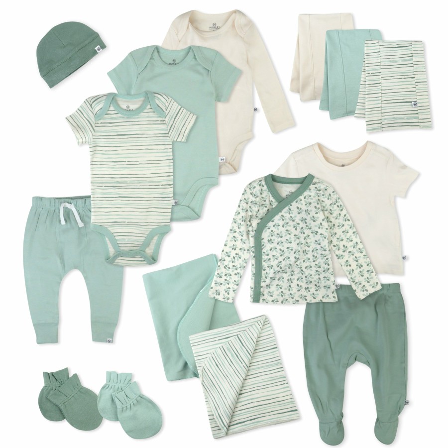 Baby (0-24M) Honest Baby Clothing | 15-Piece Welcome Home Organic Cotton Gift Set Sage / White