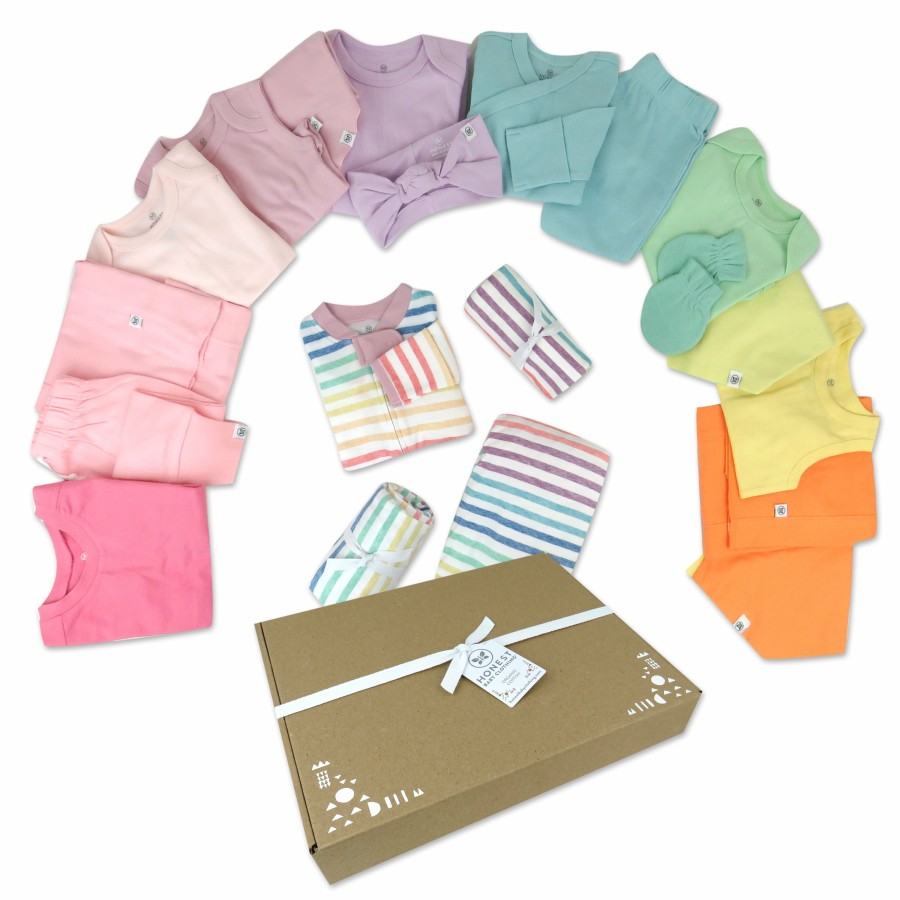 Baby (0-24M) Honest Baby Clothing | 20-Piece Happy Days Organic Cotton Gift Set Rainbow Pinks