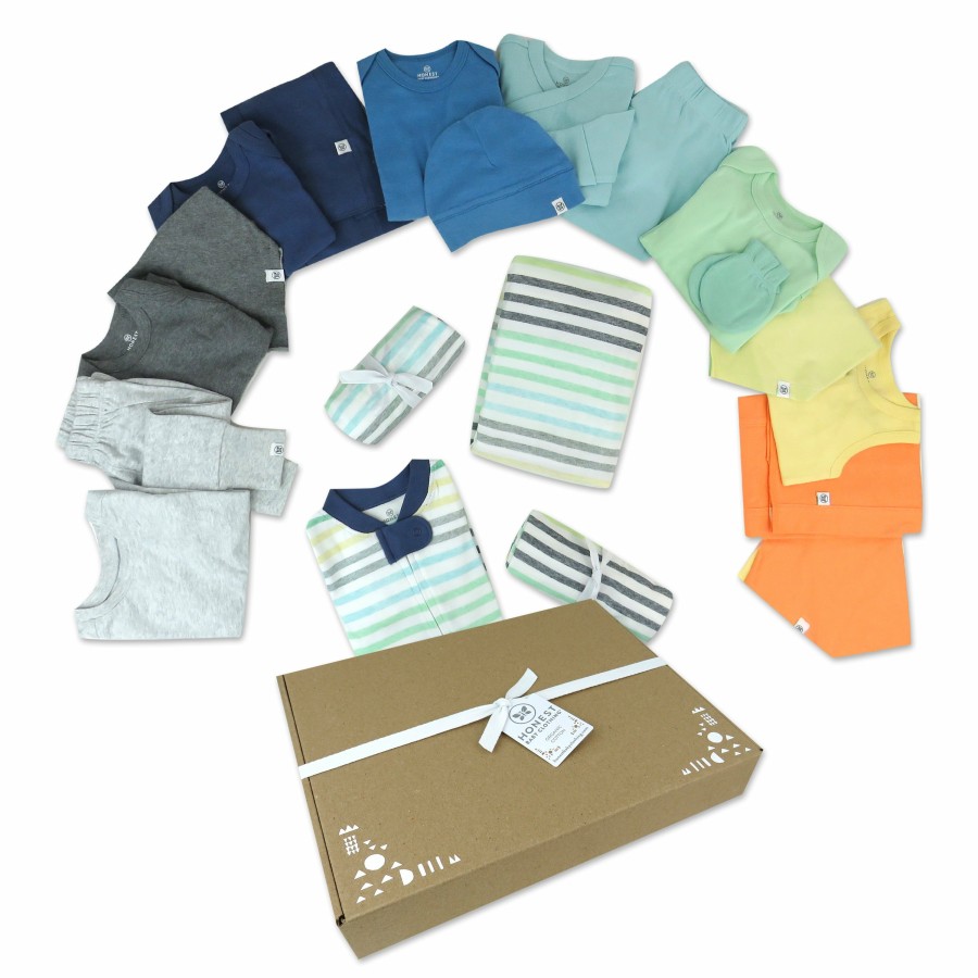 Baby (0-24M) Honest Baby Clothing | 20-Piece Happy Days Organic Cotton Gift Set Rainbow Blues