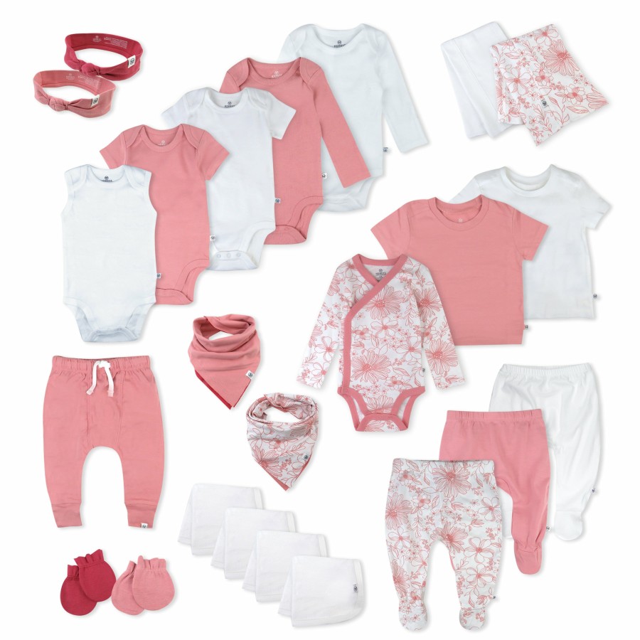 Baby (0-24M) Honest Baby Clothing | 24-Piece Over The Top Organic Cotton Gift Set Sketchy Floral Pink