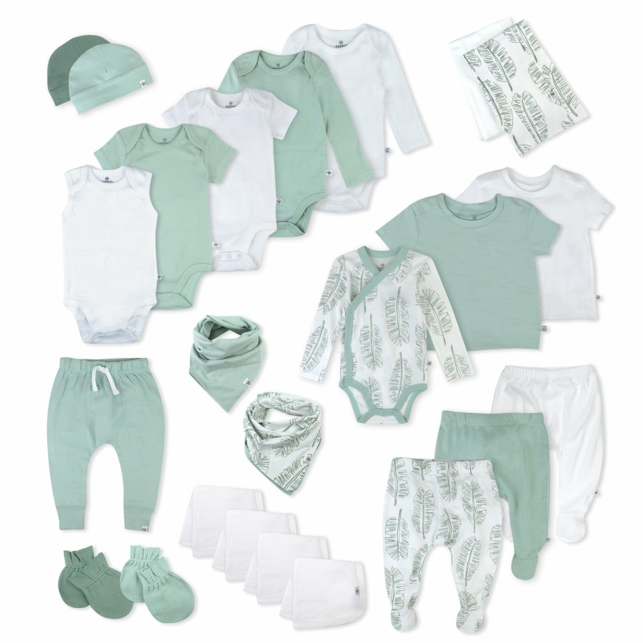 Baby (0-24M) Honest Baby Clothing | 24-Piece Over The Top Organic Cotton Gift Set Jumbo Leaf Sage