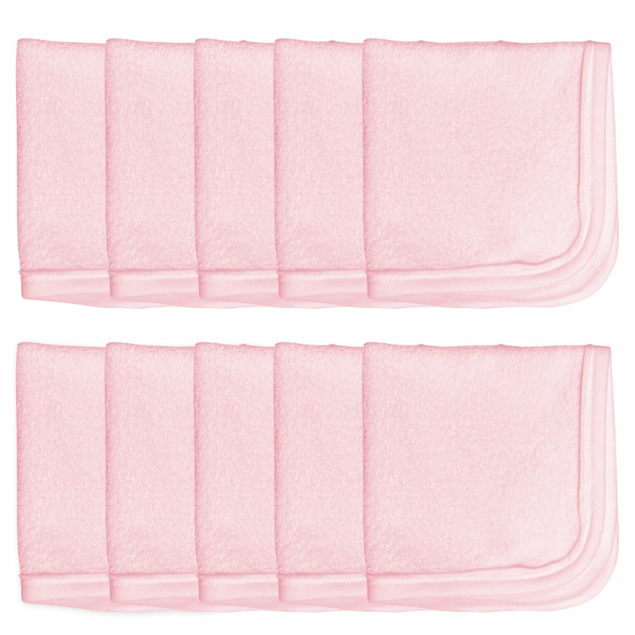 Bath Honest Baby Clothing | 10-Pack Everyday Easy Organic Cotton Washcloths Gift Set Pink