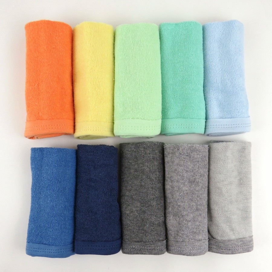 Bath Honest Baby Clothing | 10-Pack Everyday Easy Organic Cotton Washcloths Gift Set Rainbow Blues